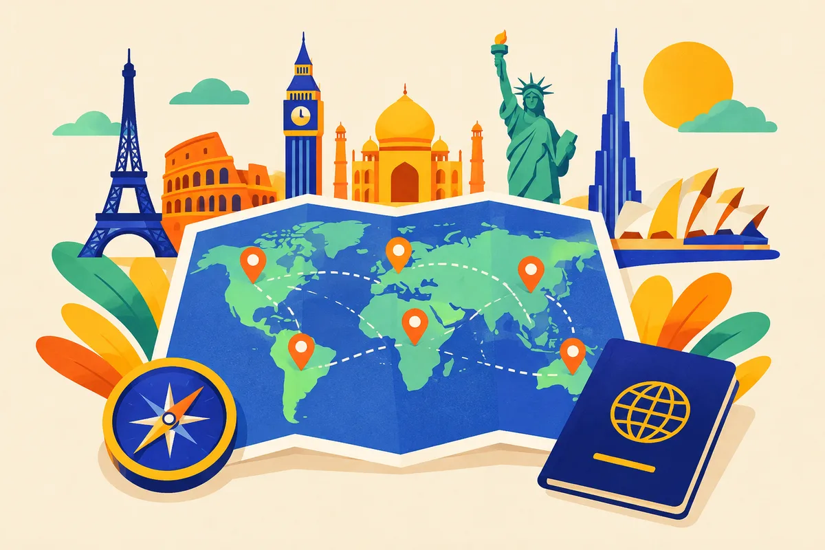 Ilustración del test sobre las capitales del mundo