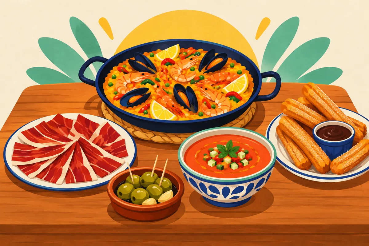 Ilustración del test sobre la cocina española