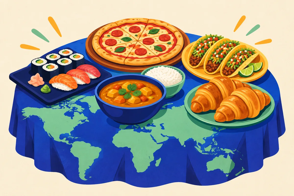Ilustración del test sobre la gastronomía del mundo
