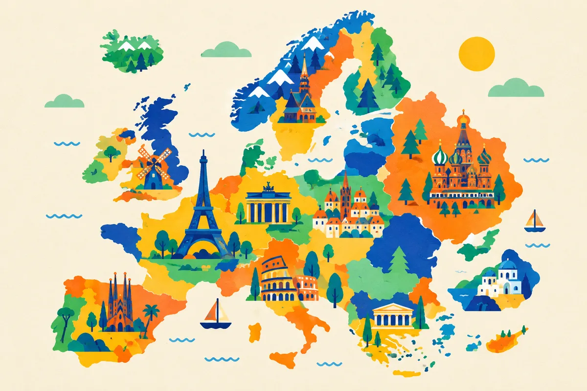 Ilustración del test sobre los países de Europa