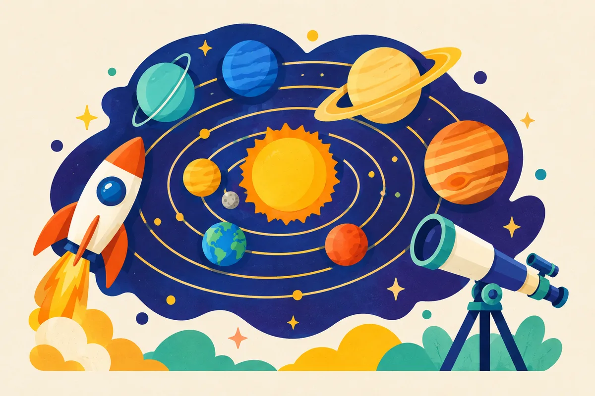 Ilustración del test sobre el sistema solar y el espacio