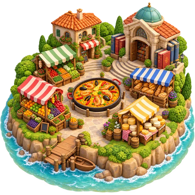 Ilustración de Mercado de los Sabores